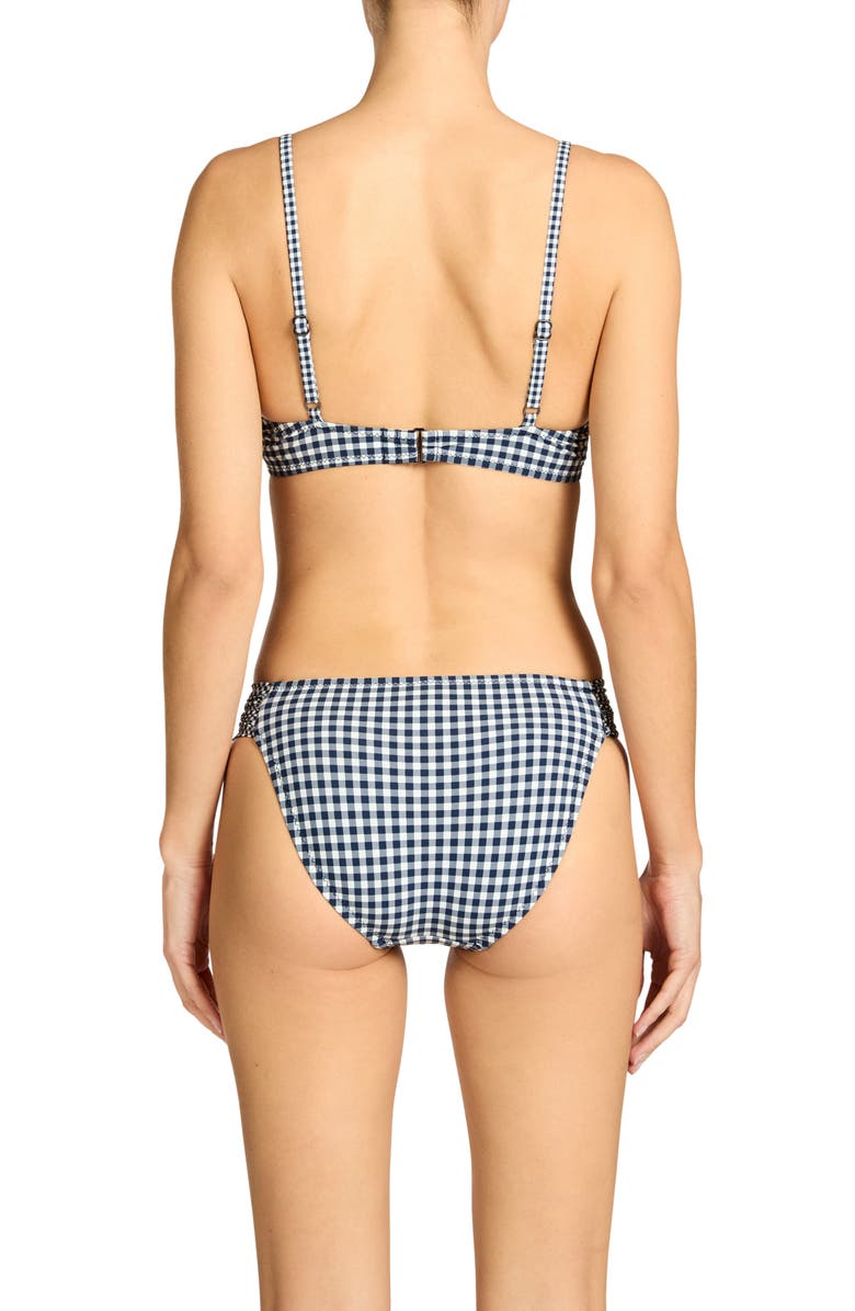 Robin Piccone Brigitte Tab Side Hipster Bikini Bottoms, Alternate, color, Navy/ Cream