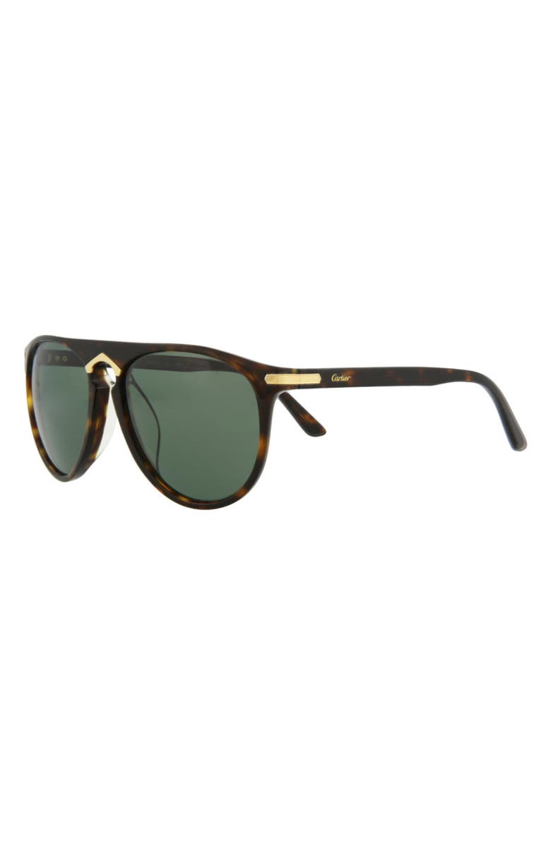 Cartier 57mm Aviator Sunglasses, Alternate, color, Havana Havana Green