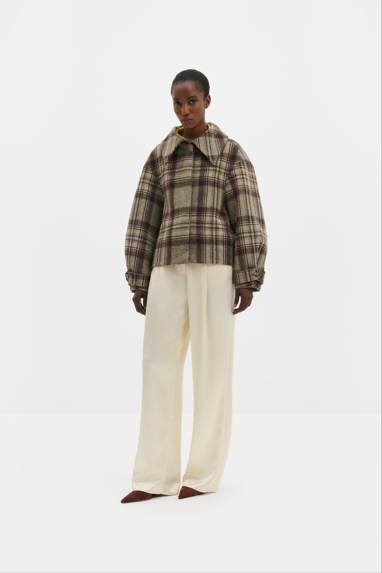 Callie Barrel Sleeve Jacket, Alternate, color, Steel Checks