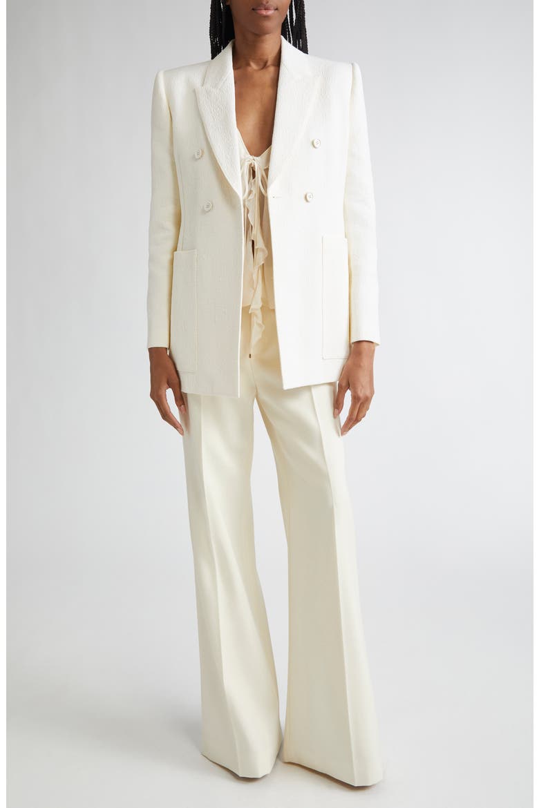 Boxy Jacquard Double Breasted Cotton Blend Jacket, Alternate, color, COCONUT MILK