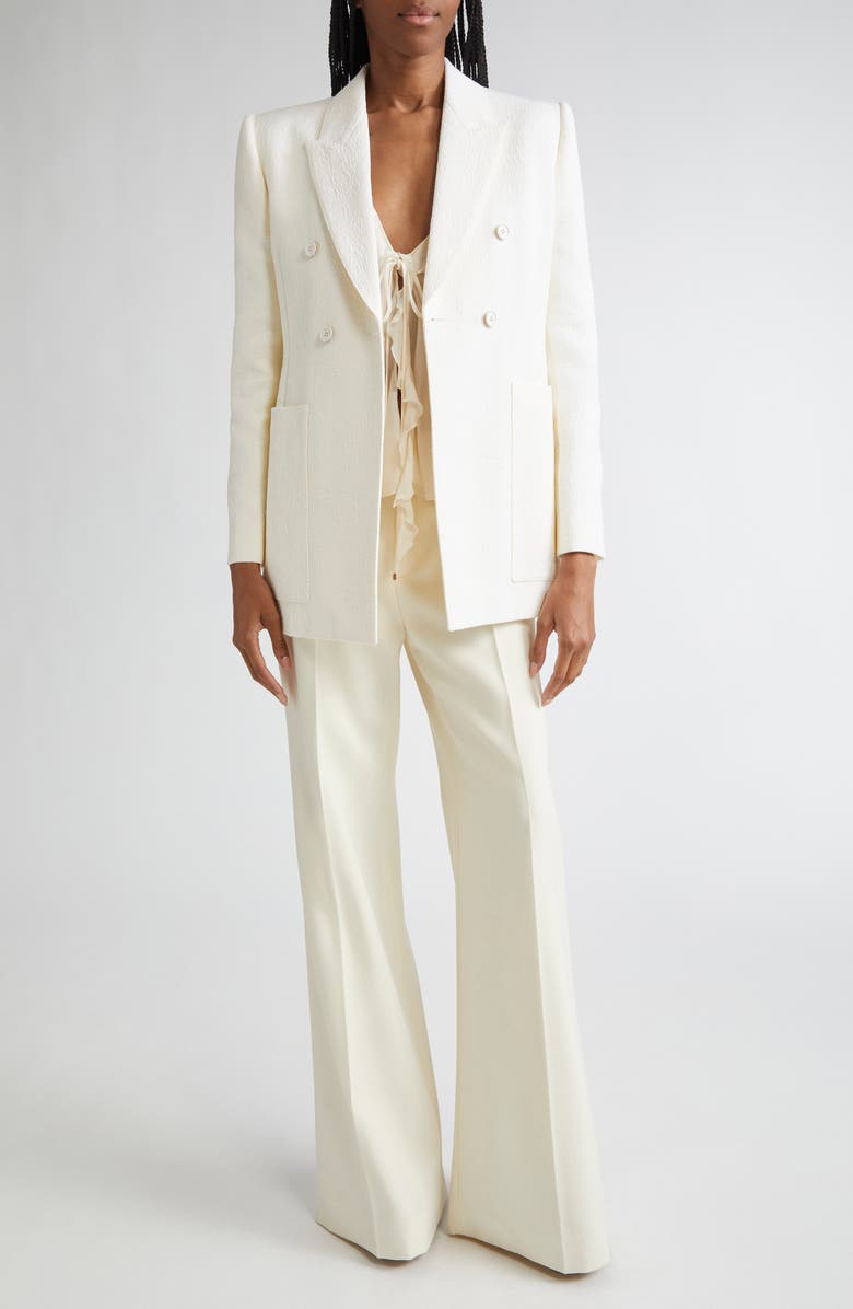 Chloé Boxy Jacquard Double Breasted Cotton Blend Jacket, Alternate, color, Coconut Milk