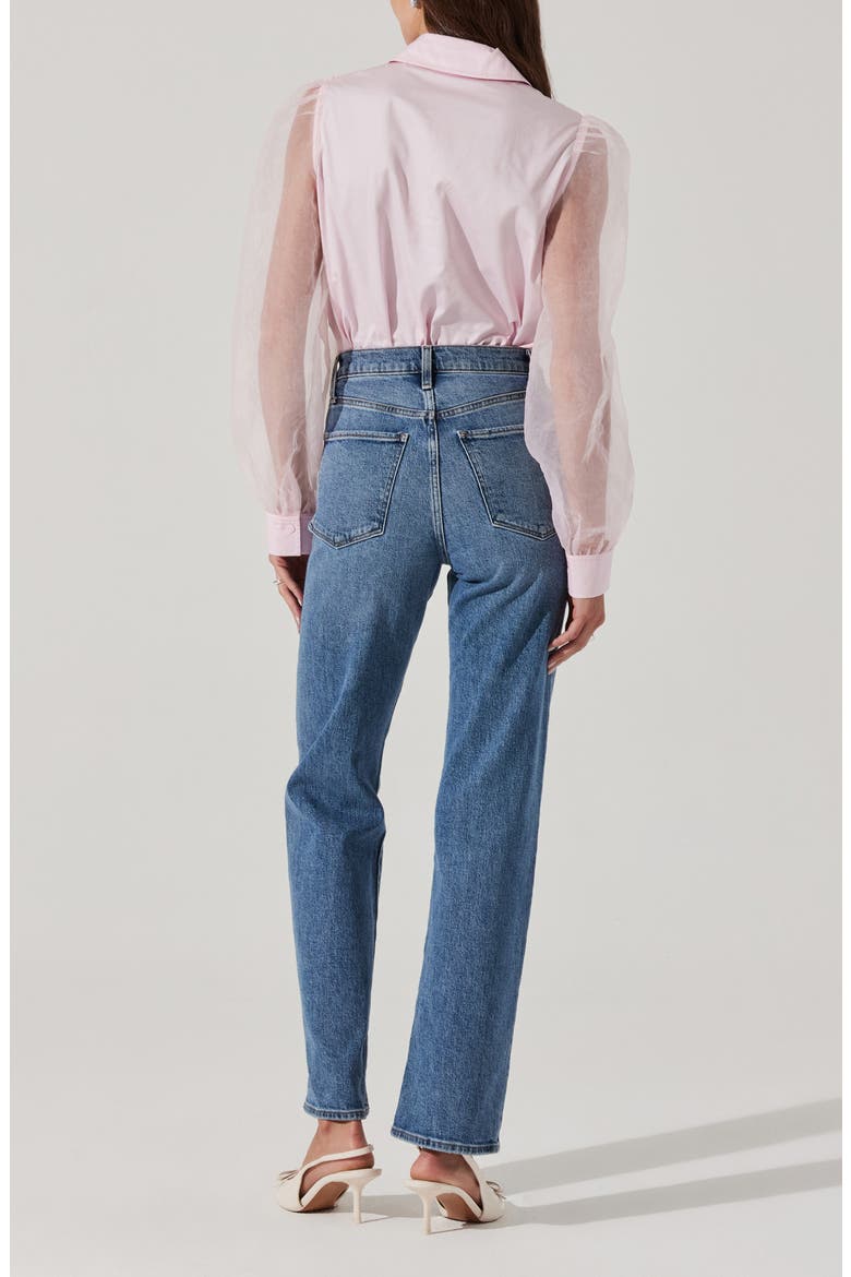 Sheer Sleeve Shirt, Alternate, color, PINK