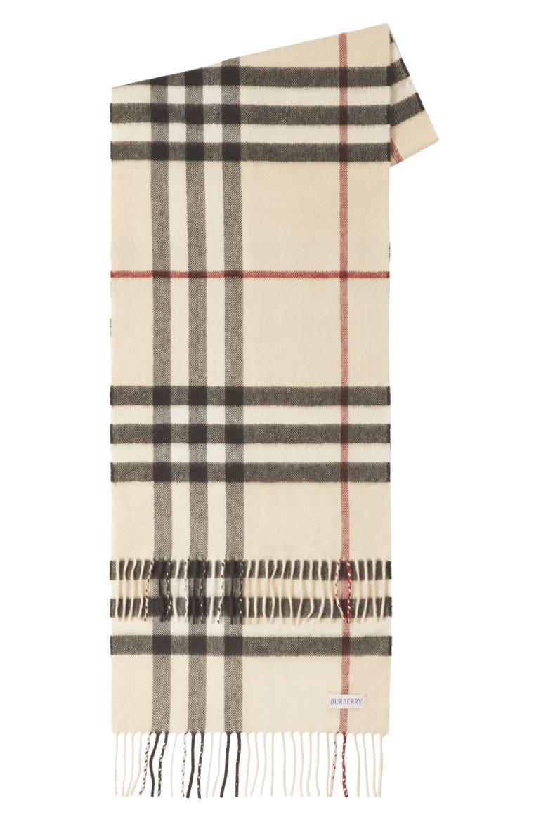 Giant Icon Check Cashmere Scarf, Alternate, color, STONE