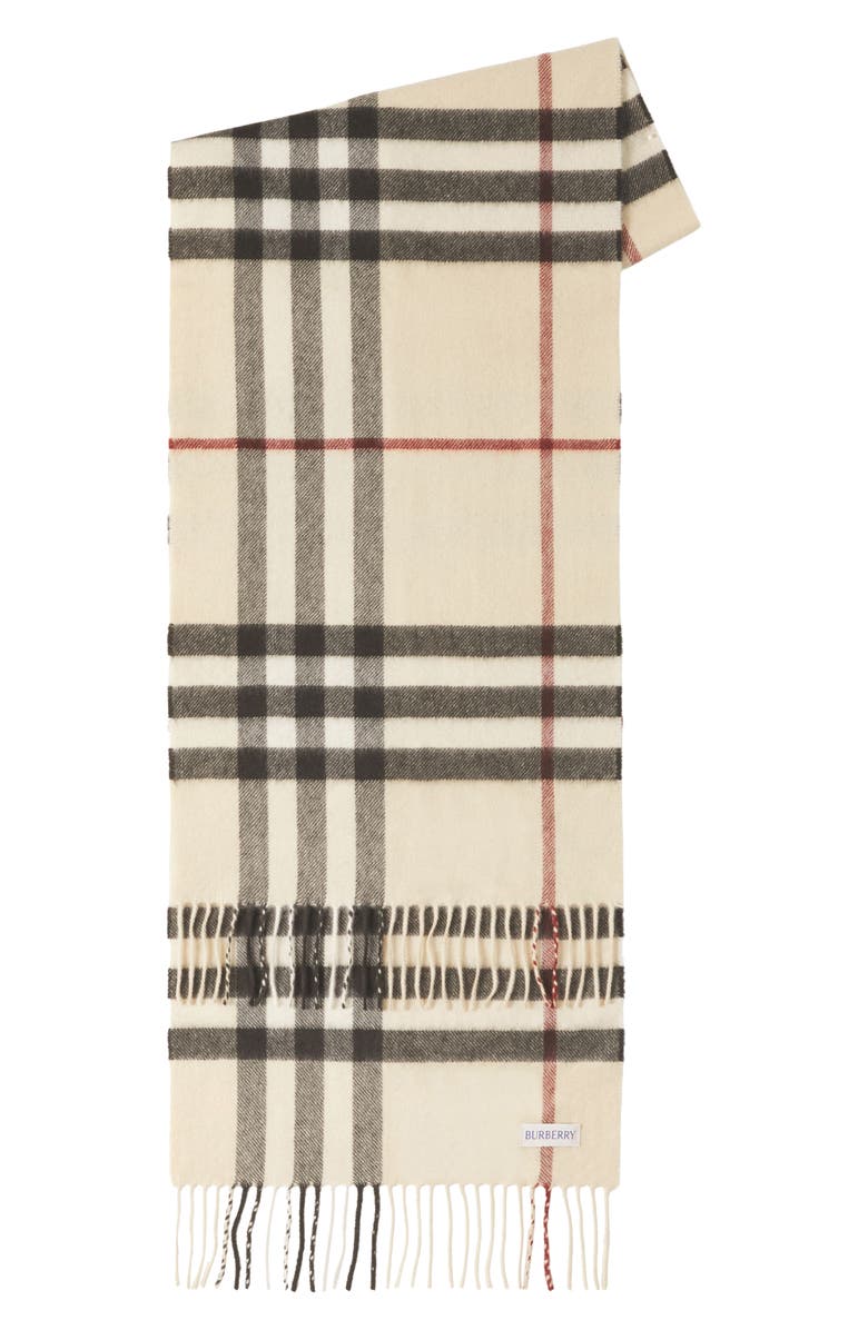 Burberry Giant Icon Check Cashmere Scarf, Alternate, color, Stone