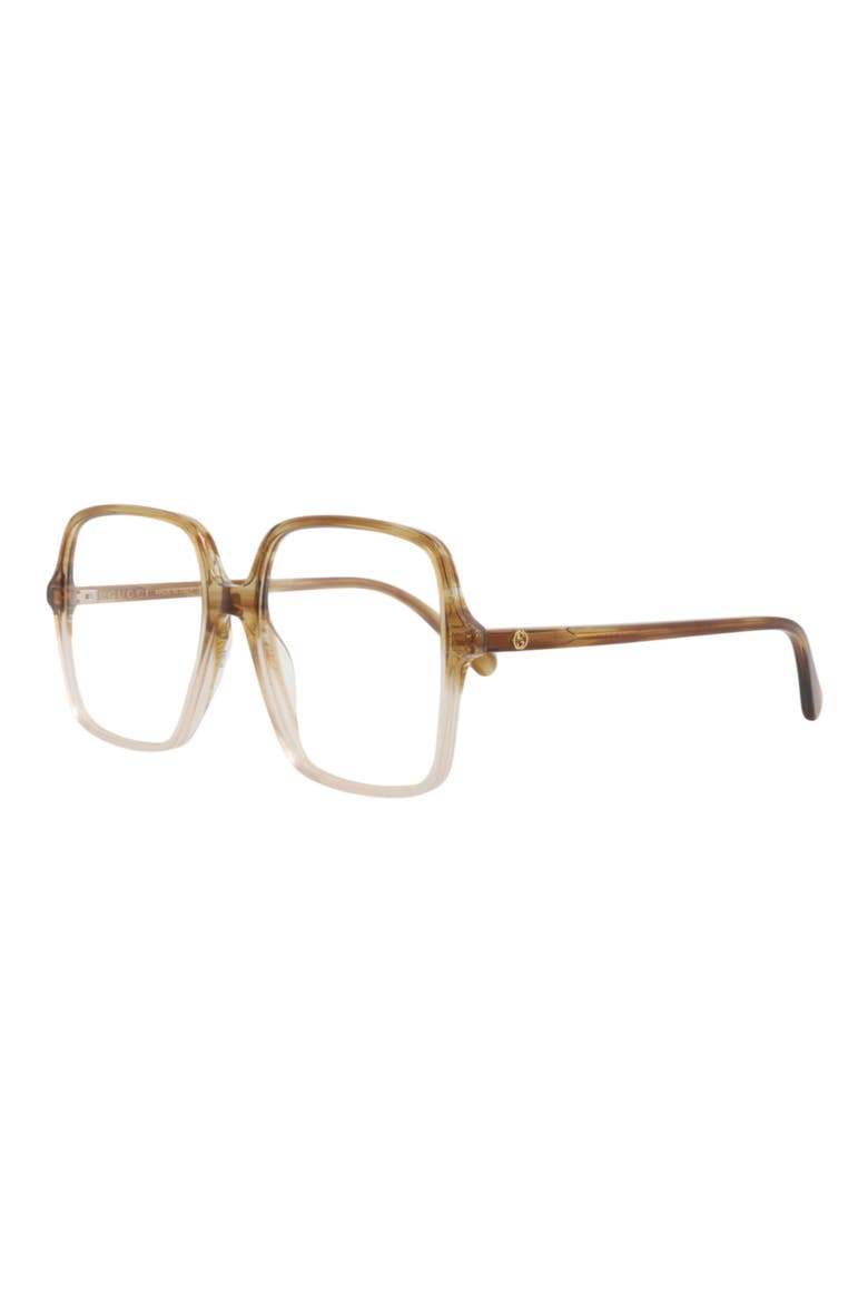 53mm Square Clear Lens Optical Glasses, Alternate, color, BROWN BROWN TRANSPARENT