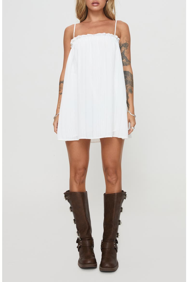 Marsaline Ruffle Trim Mini Sundress, Main, color, WHITE