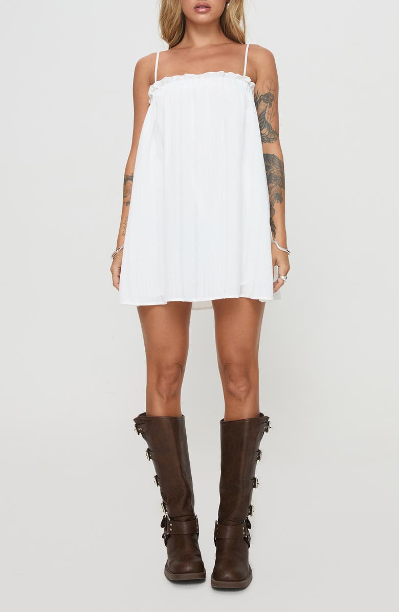 Princess Polly Marsaline Ruffle Trim Mini Sundress, Main, color, White