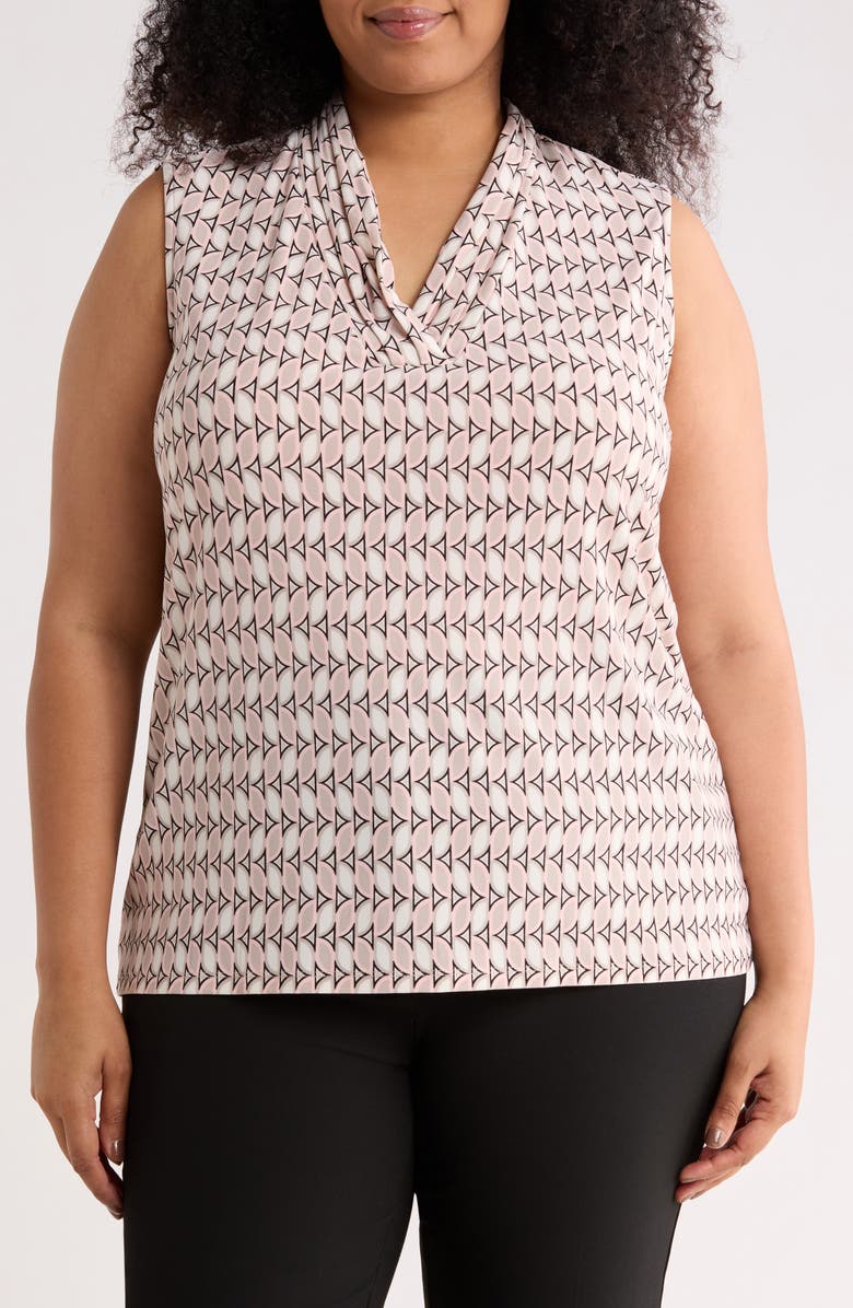 Anne Klein Triple Pleat Top, Main, color, Porcini Multi