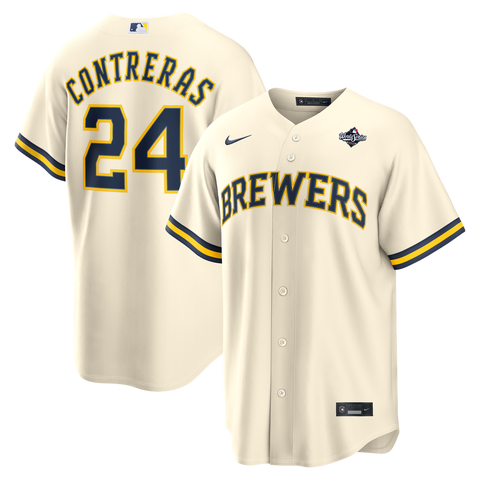 Men's Nike William Contreras Cream Milwaukee Brewers 2026 World Series Home Replica Jersey