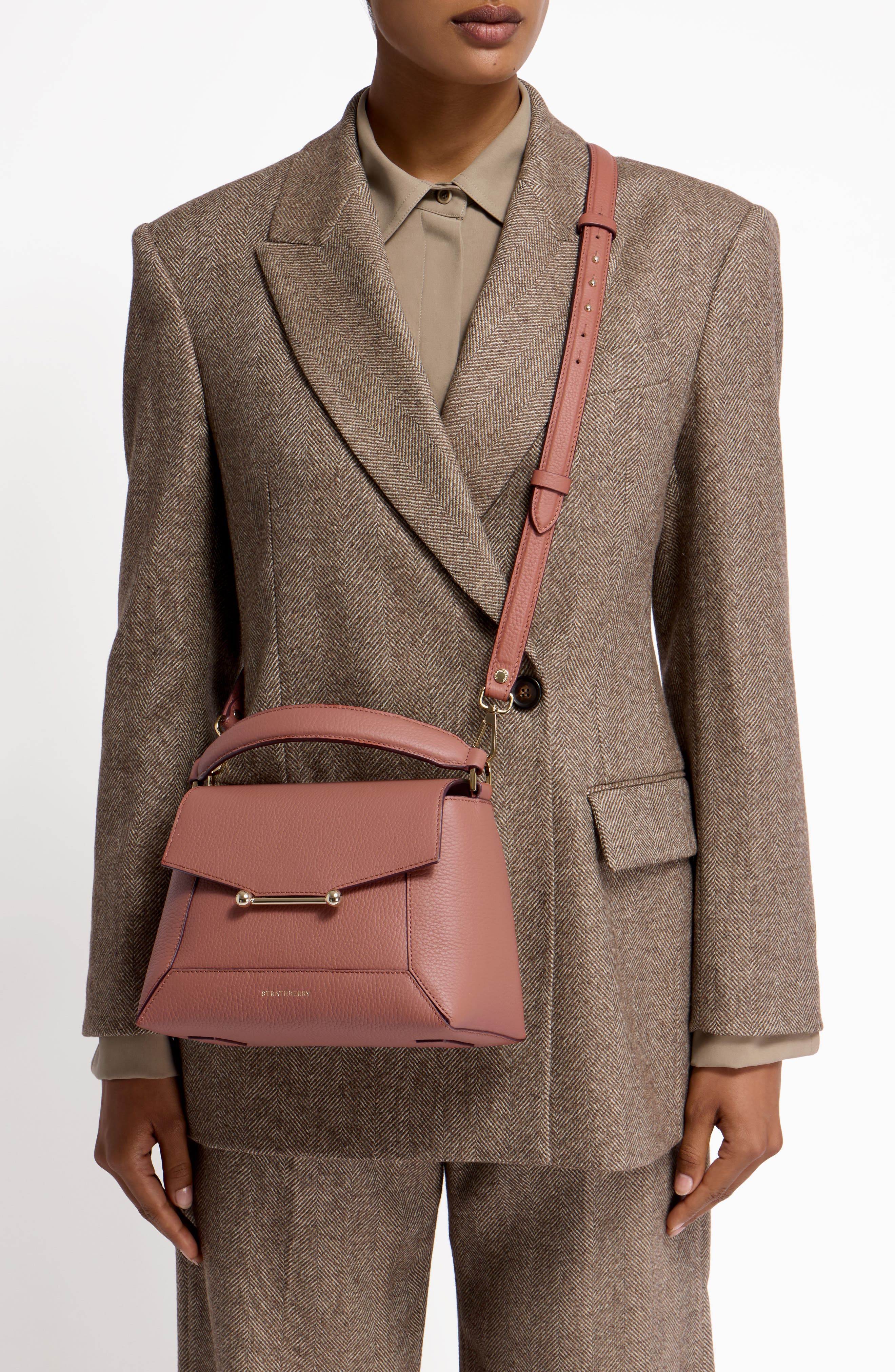 Strathberry Mosaic Leather Top Handle Bag, Alternate, color, 