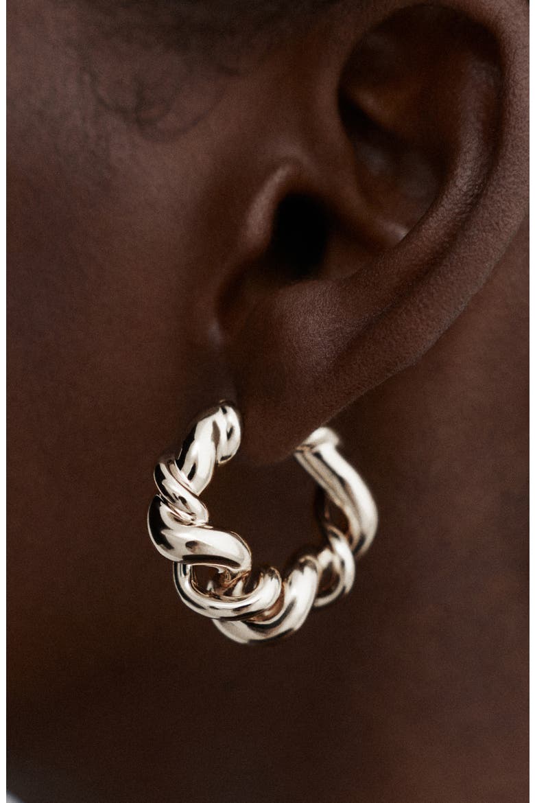Ochre Large Hoop Earrings, Alternate, color, STERLING SILVER