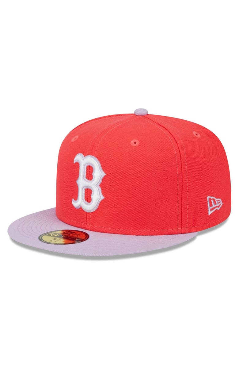 New Era Men's New Era Red/Lavender Boston Red Sox Spring Color Two-Tone 59FIFTY Fitted Hat, Main, color, 