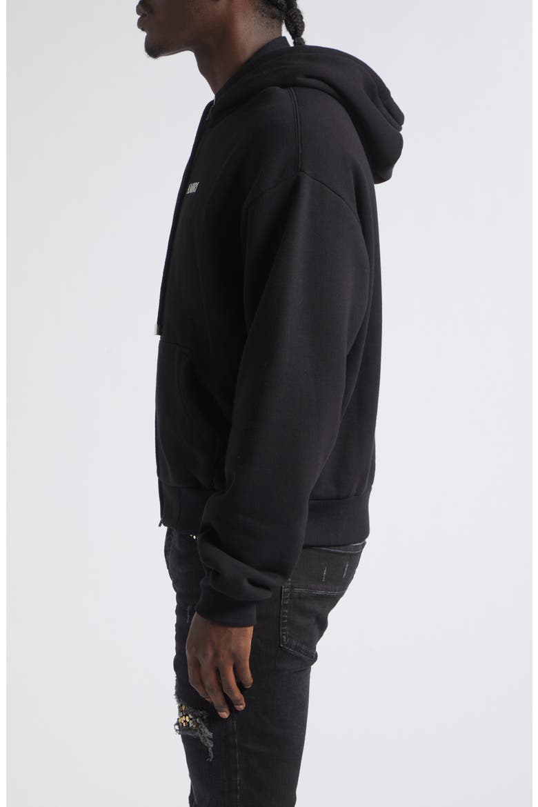 Relaxed Cotton French Terry Zip-Up Hoodie, Alternate, color, BLACK