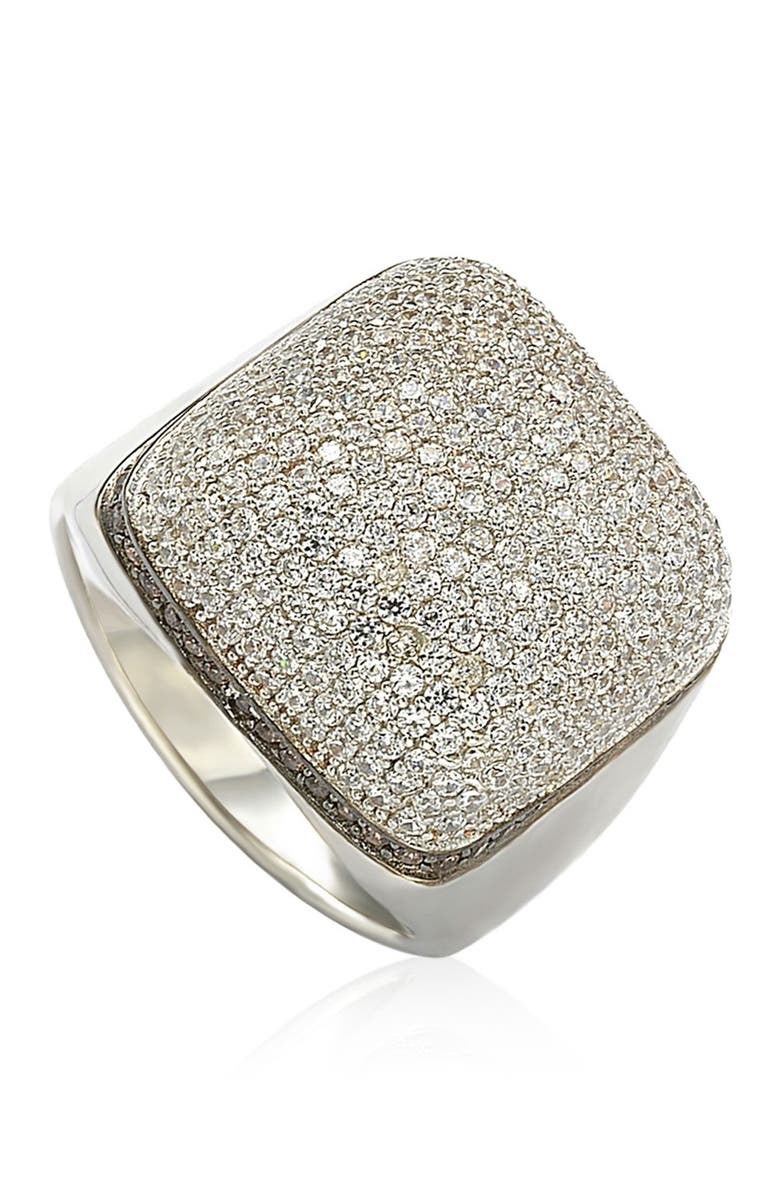 SUZY LEVIAN Sterling Silver White CZ Golden Square Ring, Alternate, color, Brown