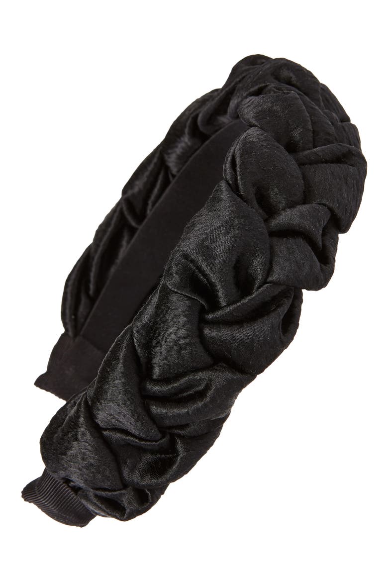 Lorelei Braided Silk Headband, Main, color, BLACK