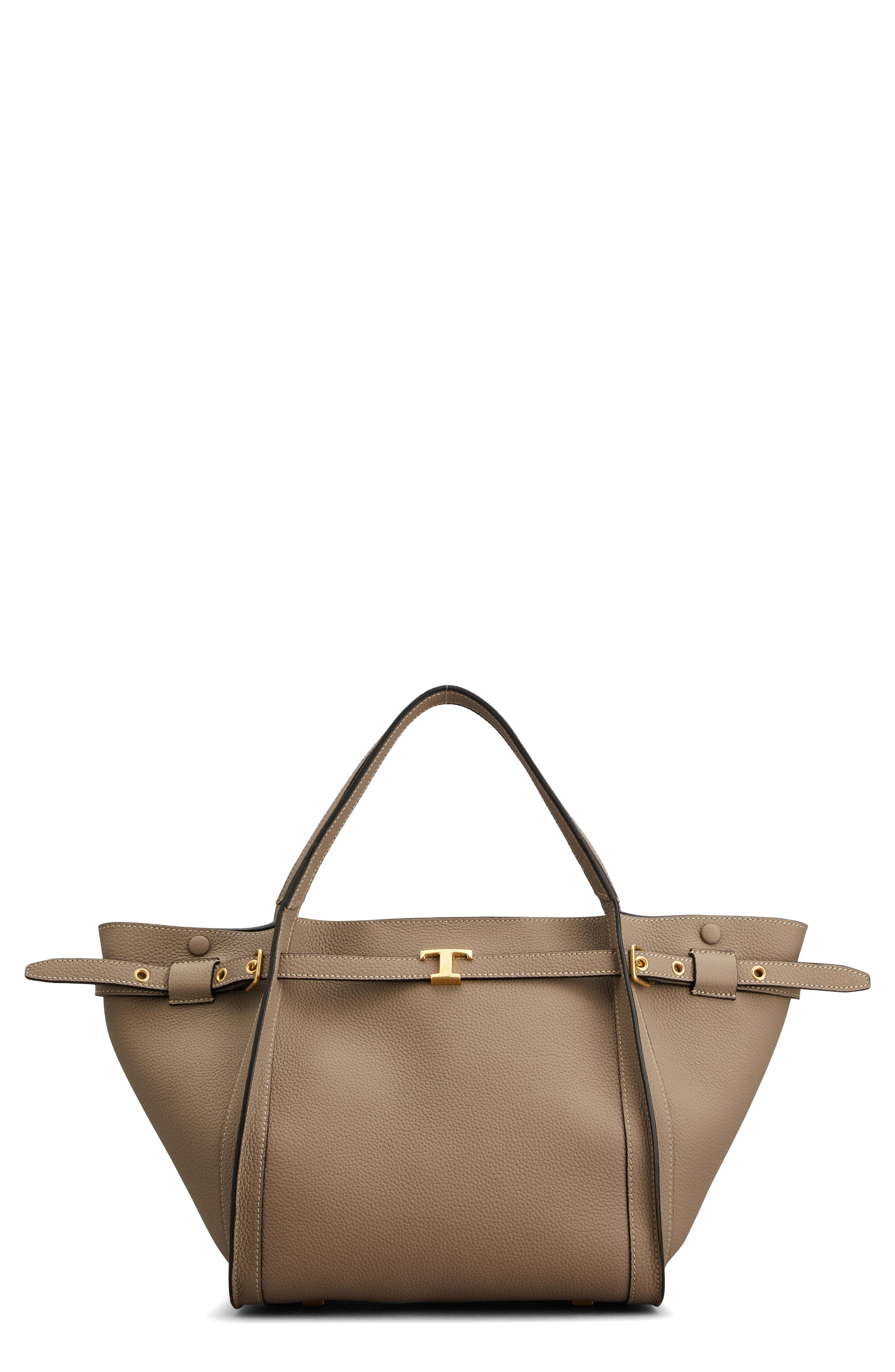 Tod
s T Timeless Leather Shopping Bag, Main, color, Creta Chiaro