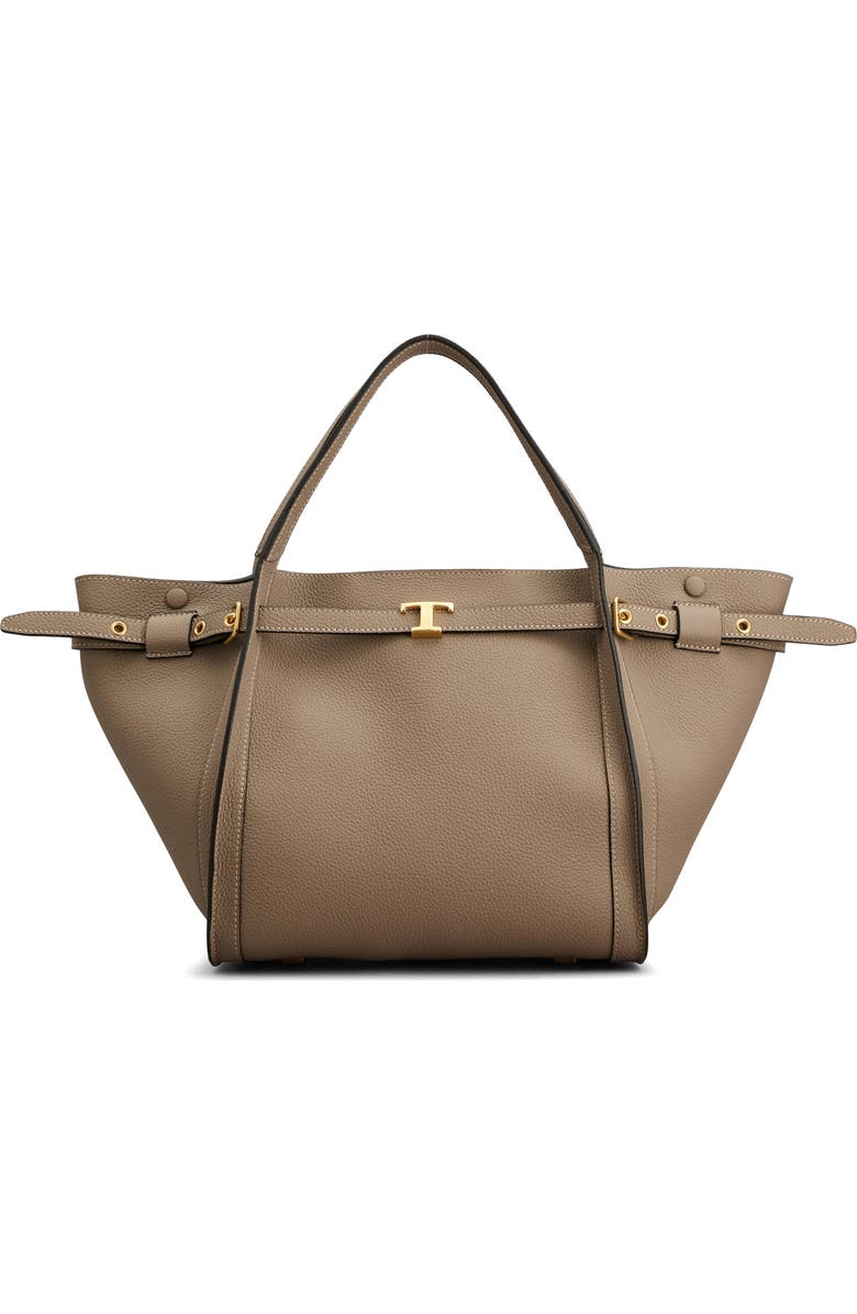Tod's T Timeless Leather Shopping Bag, Main, color, Creta Chiaro