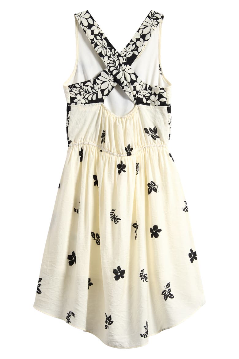 Kids' Border Print High-Low Dress, Alternate, color, CREAM BLACK