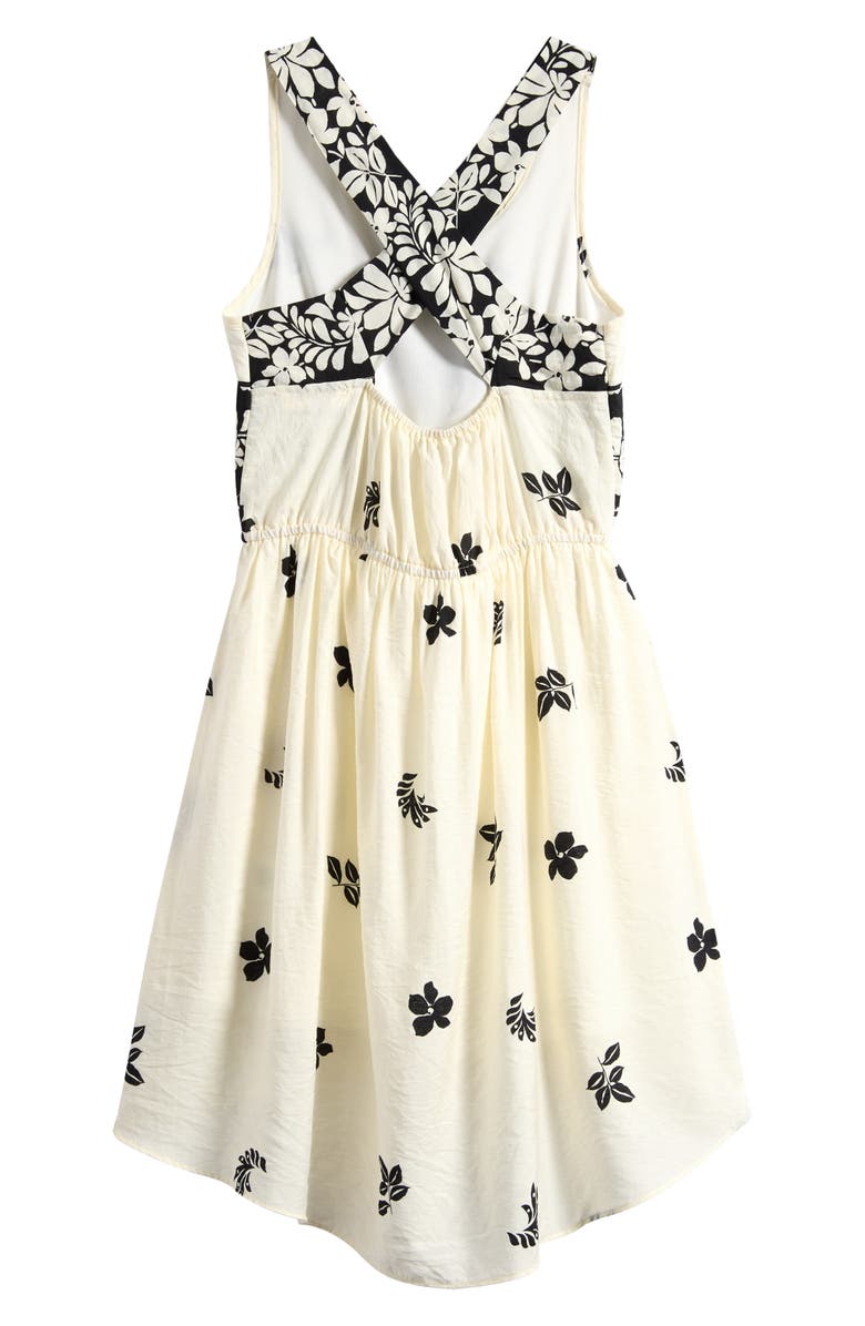 Truly Me Kids' Border Print High-Low Dress, Alternate, color, Cream Black