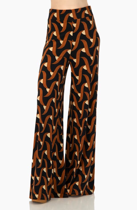 Geometric Strech Wide Pants