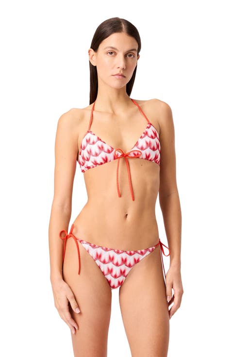 Triangle Bikini In Viscose With Floral Motif