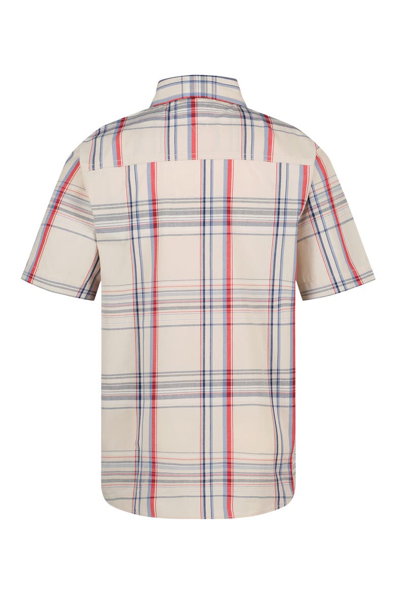 Kids' Plaid Short Sleeve Button-Up Shirt, Alternate, color, OATMEAL