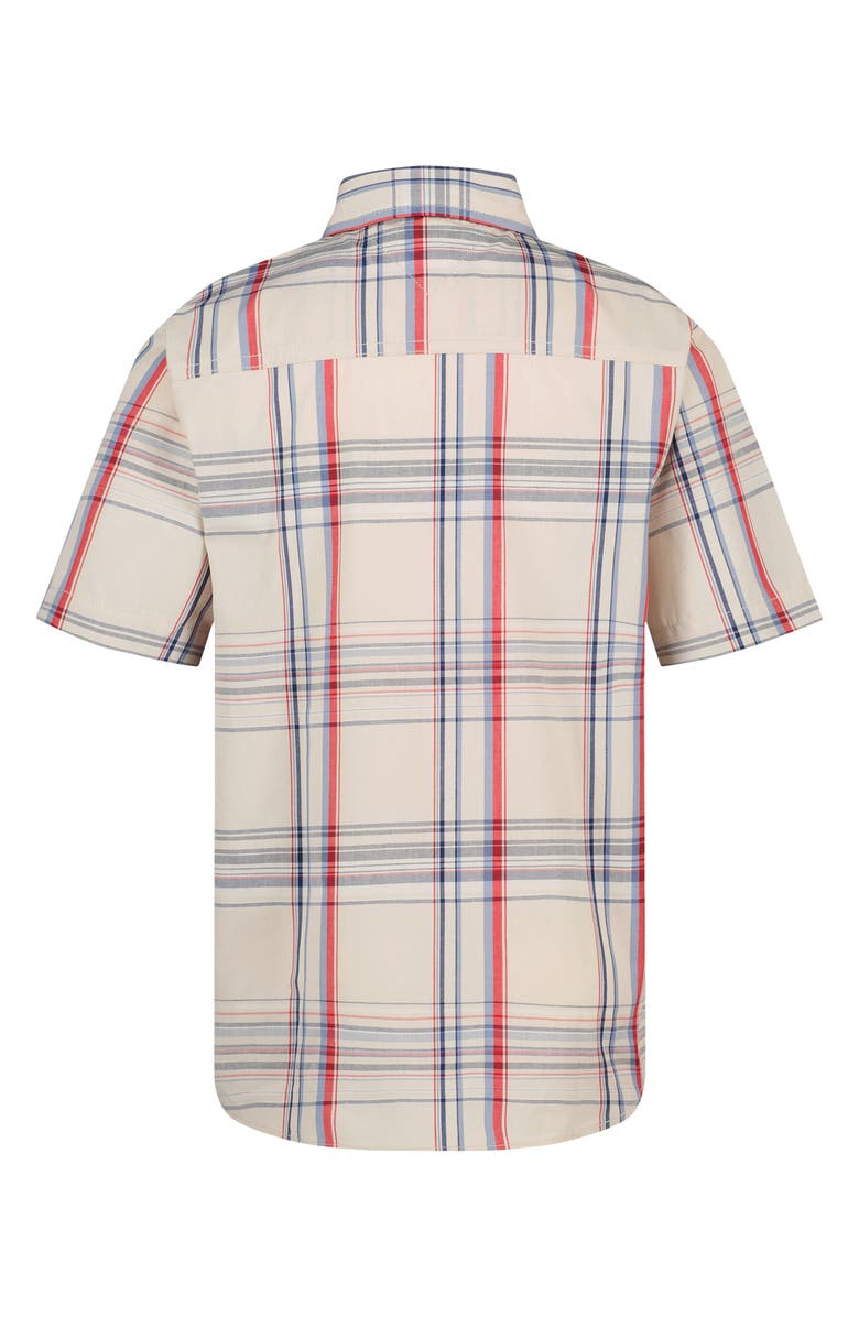 Tommy Hilfiger Kids' Plaid Short Sleeve Button-Up Shirt, Alternate, color, Oatmeal