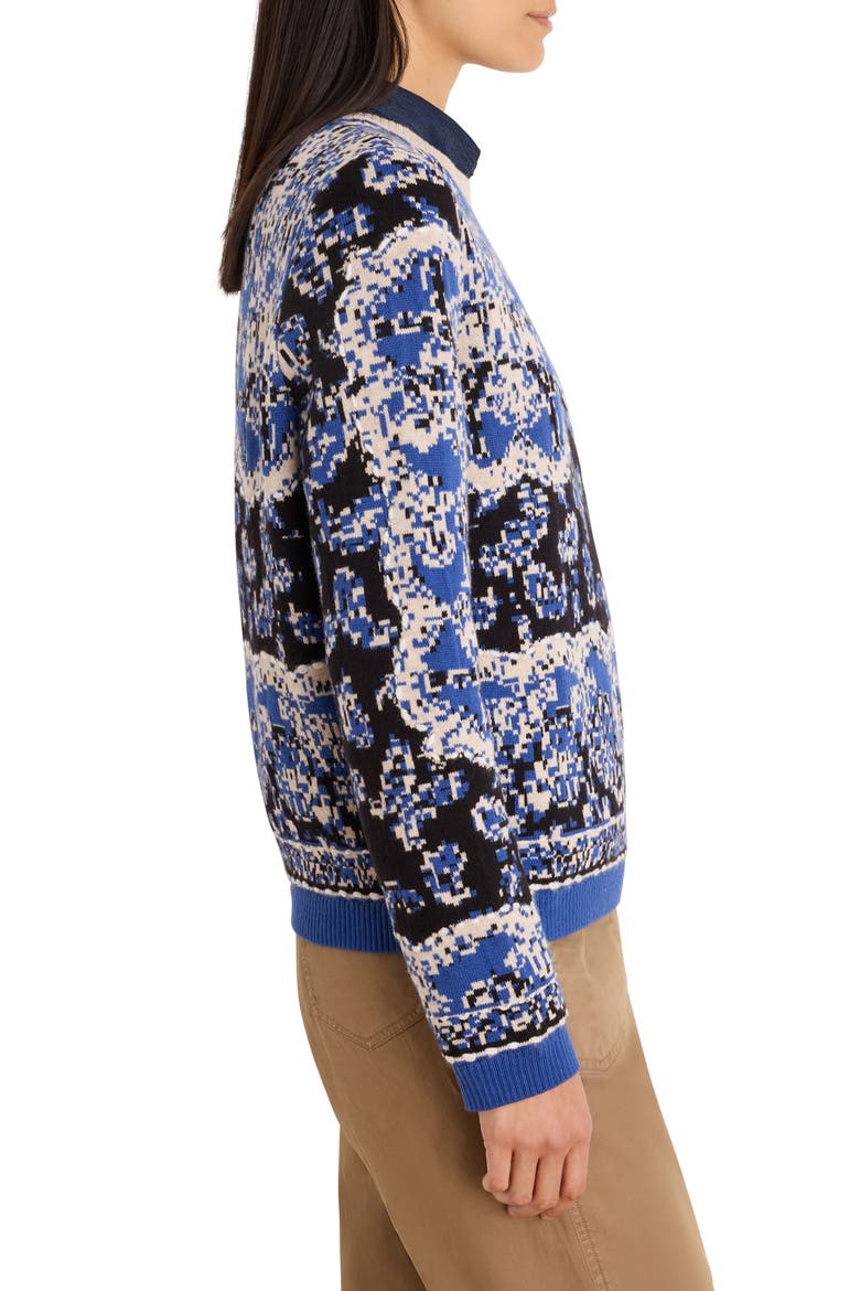 Bandana Jacquard Crewneck Sweater, Alternate, color, BLUE MULTI