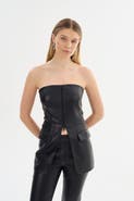 LAMARQUE Avani | Faux Leather Bustier Top