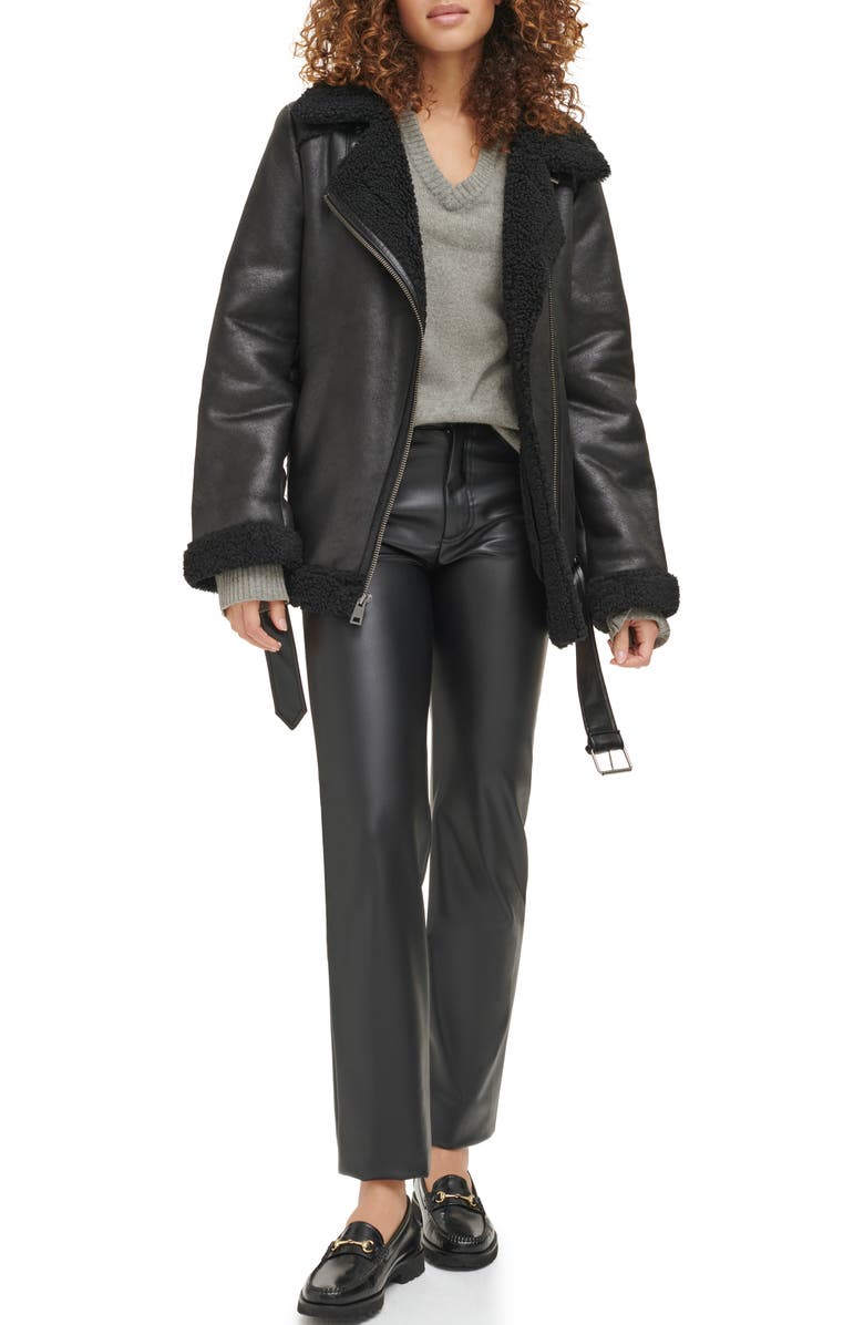 Levi's<sup>®</sup> Oversize Faux Shearling & Faux Leather Moto Jacket, Alternate, color,