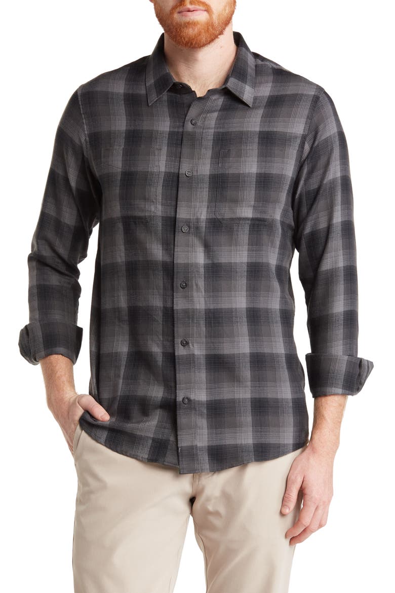 Inland Long Sleeve Shirt, Main, color, HEATHER BLACK
