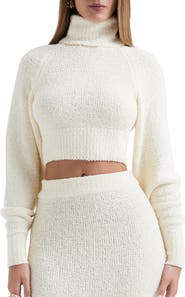 HOUSE OF CB Nyala Bouclé Crop Turtleneck Sweater