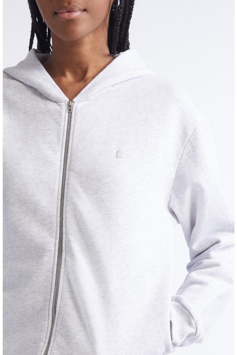 Fupiter Face Patch Mélange Fleece Zip Hoodie, Alternate, color, PALE GREY MELANGE