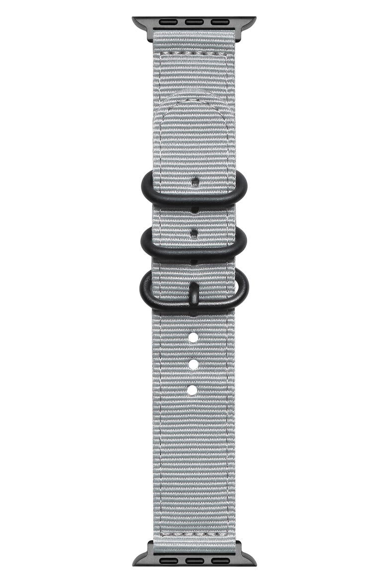 Nylon Apple Watch® Watchband, Main, color, GREY