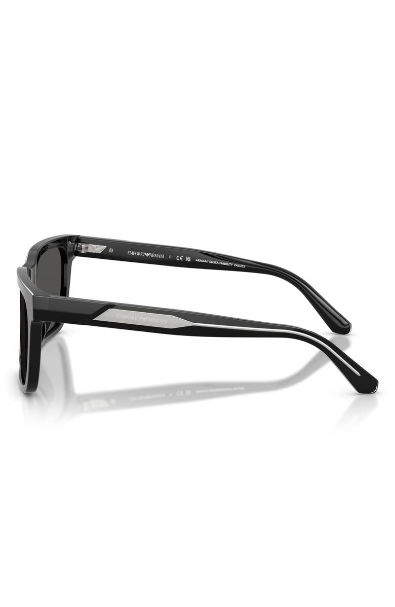 Emporio Armani 57mm Square Sunglasses, Alternate, color, Shiny Black / Dark Grey