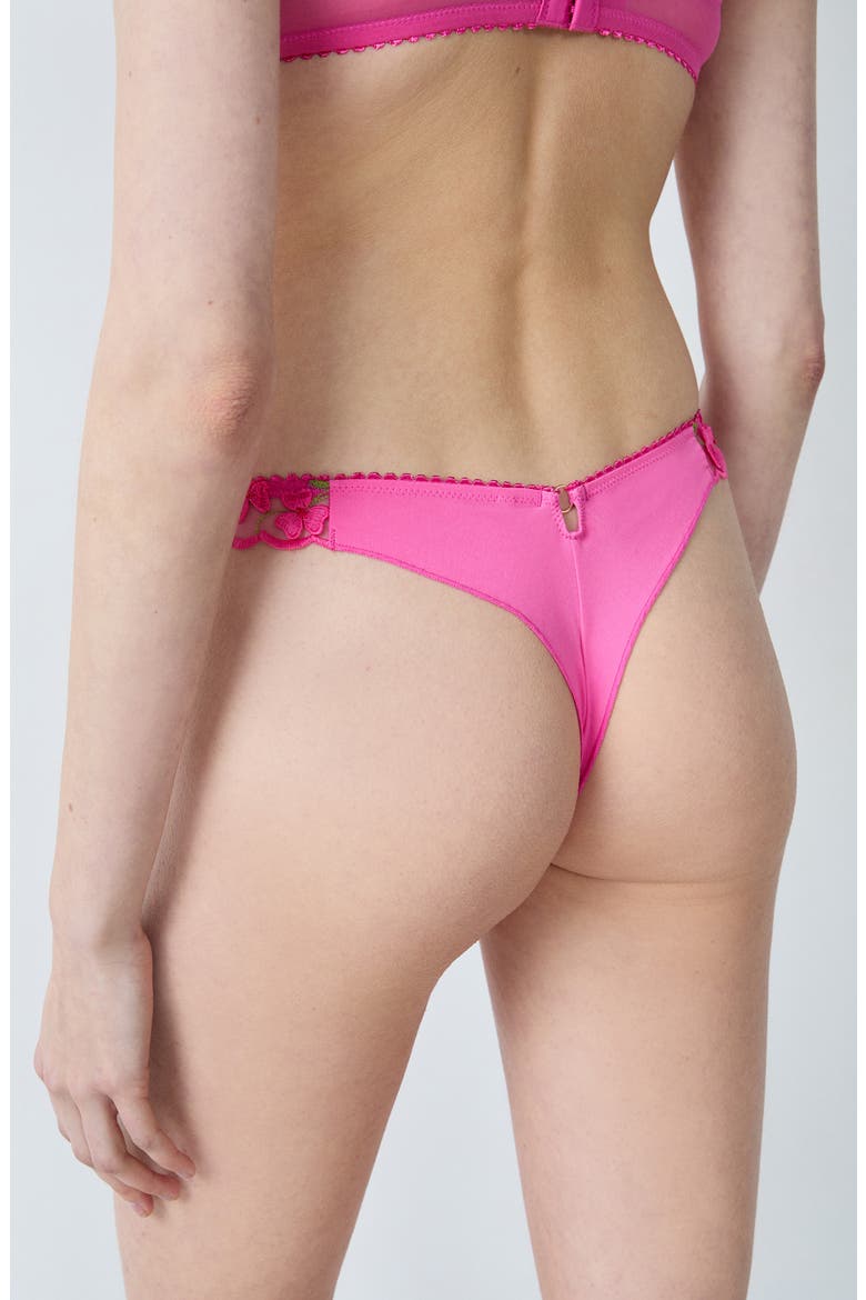 Amour Embroidered Tanga Thong, Alternate, color, FUCHSIA