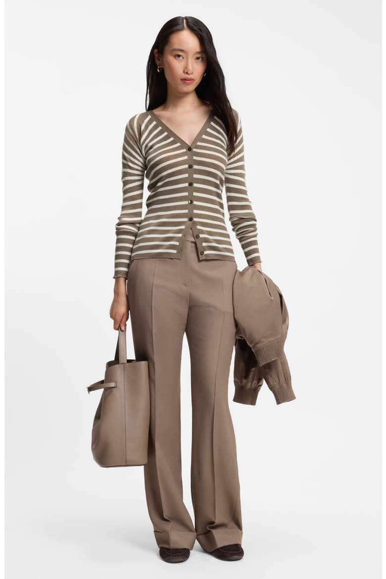 Fayani Striped Wool Cardigan, Alternate, color, WALNUT STRIPE