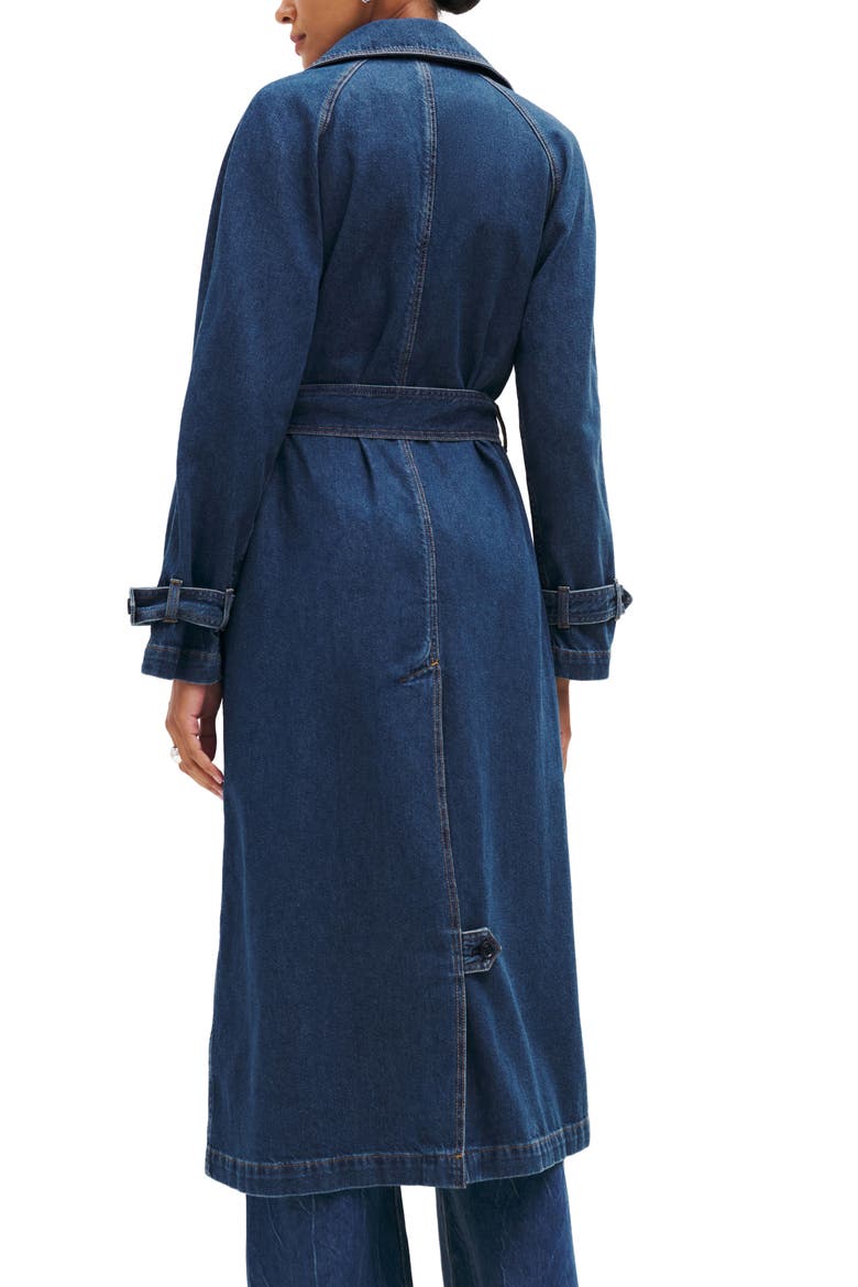 Hayes Belted Organic Cotton Denim Trench Coat, Alternate, color, ESTES