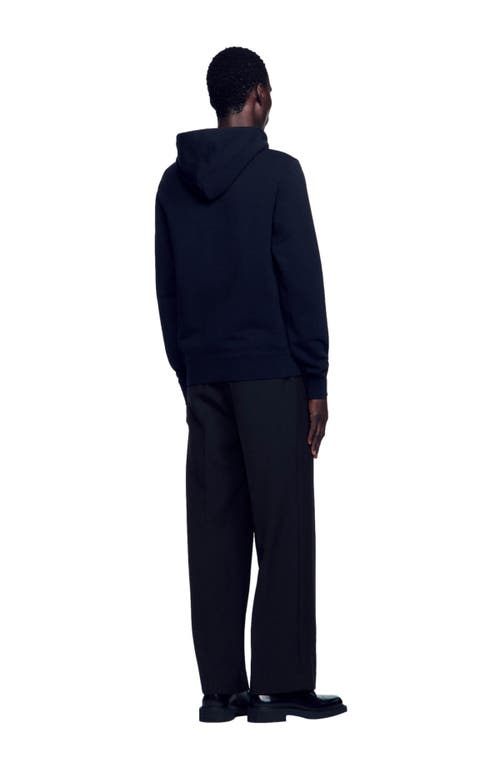 Sandro Organic Cotton Embroidered Hoodie In Black