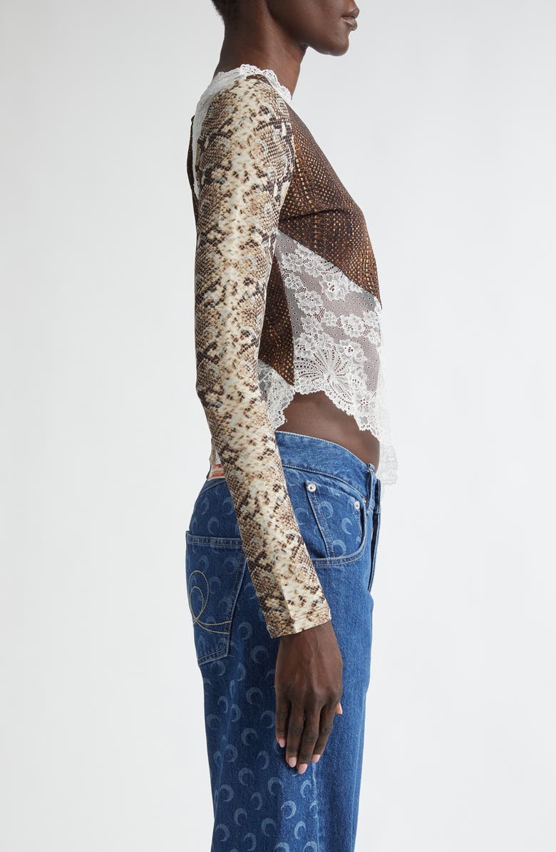 Marine Serre Asymmetric Mixed Media Top, Alternate, color, 