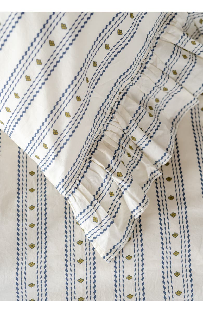 TBCo Cotton Striped Ruffle Bedding Set, Alternate, color, Navy Ditsy Floral