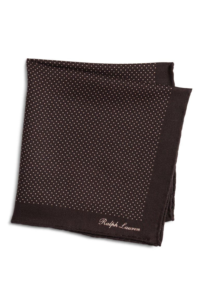 Pin Dot Cashmere & Silk Pocket Square, Main, color, BROWN