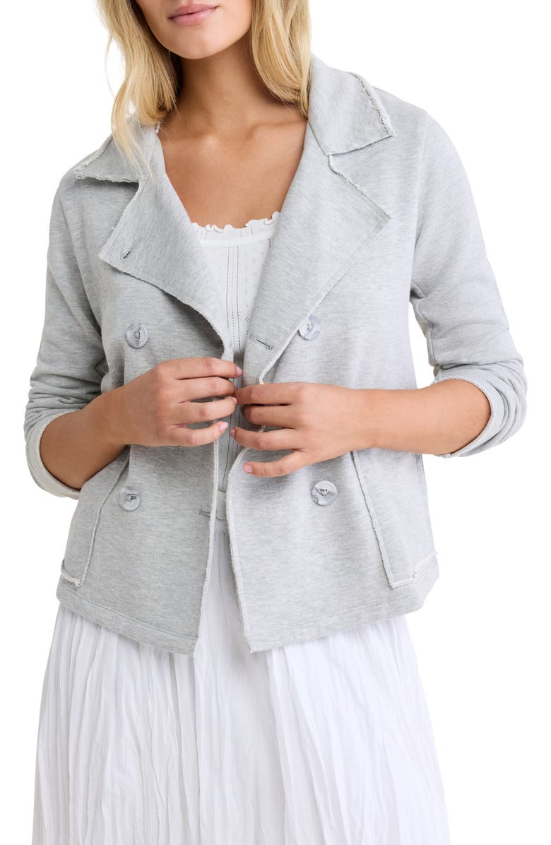 NIC+ZOE Cotton Blend French Terry Jacket, Main, color, Heather Grey