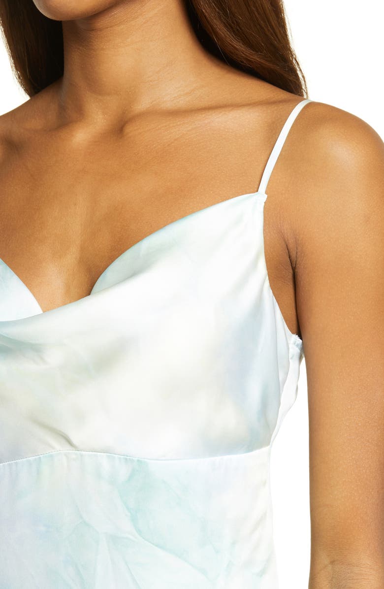 Lulus Tranquil State Tie Dye Satin Midi Dress, Alternate, color,