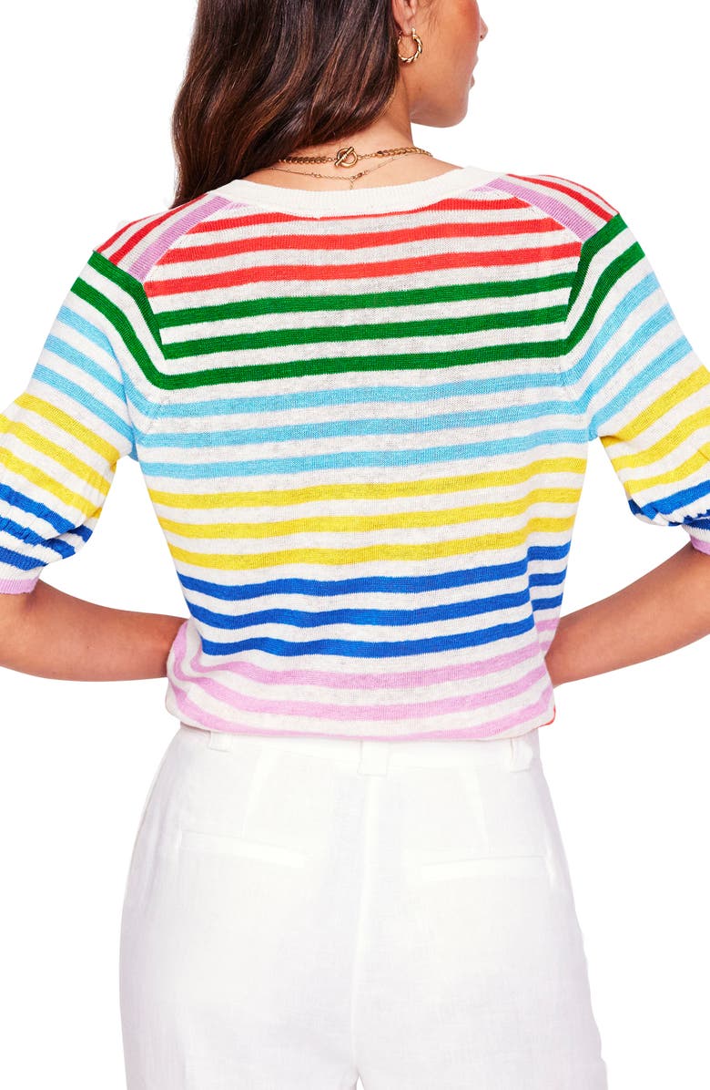 Liv Stripe V-Neck Linen Sweater