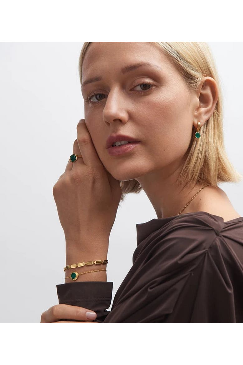 Gold Stilla Malachite Huggie Earrings, Alternate, color, Malachite