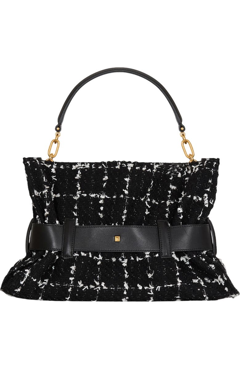 Balmain Medium Anthem bag in tweed, Alternate, color, Black