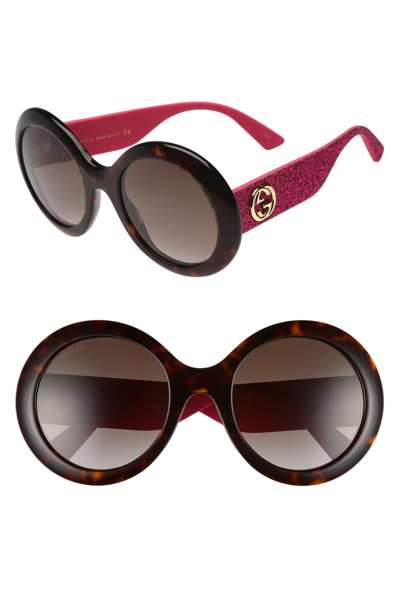 53mm Round Sunglasses, Main, color, HAVANA/ BROWN