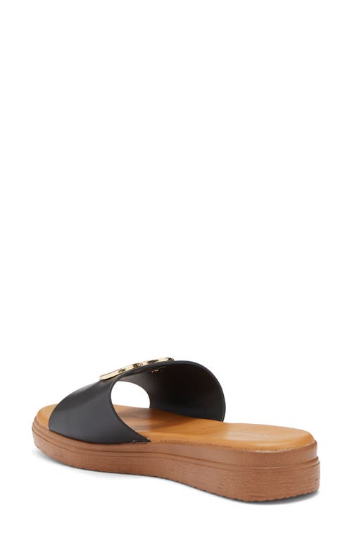 Top Guy Shoes Genova Platform Slide Sandal In Black Pu