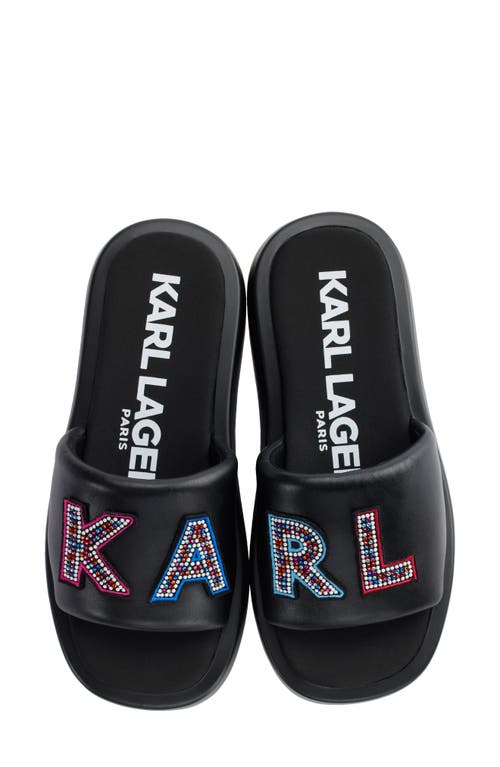 Karl Lagerfeld Opal Studs Platform Slide Sandal